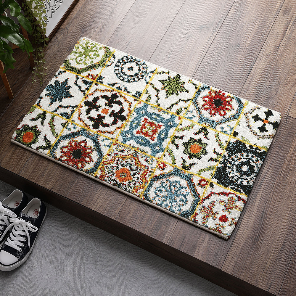 トルコ製 ウィルトン織り 玄関マット モロッコタイル