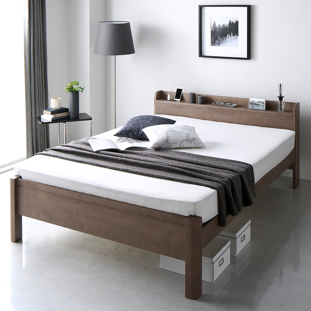 コンセント 棚付き 頑丈すのこベッド 『Forteo フォルテオ』/耐荷重650kg 3段階高さ調節天然木すのこベッド|RASIK（ラシク）