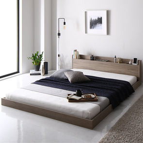 棚付きすのこローベッド 『Etany エタニー』グレージュ