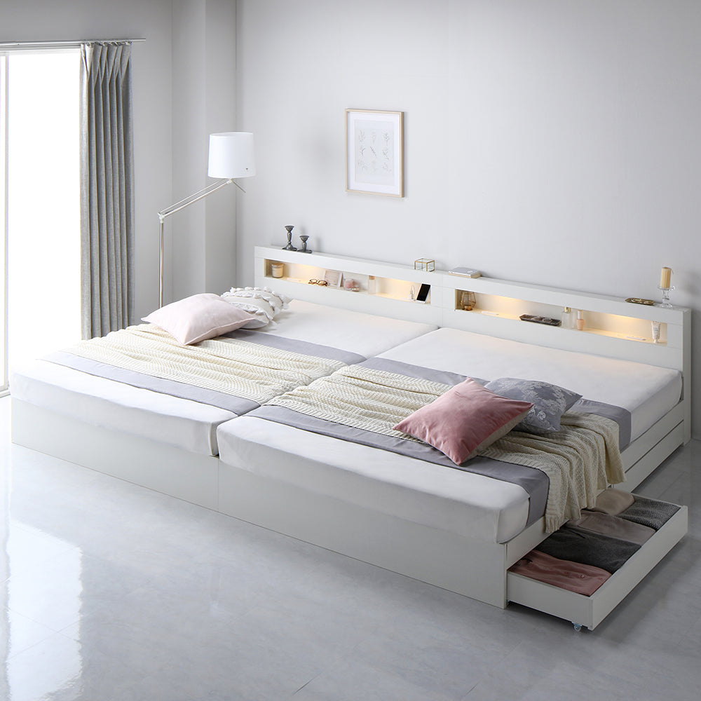 ベッド ベッドフレーム シングルベッド ボンネルコイルマットレス付き 収納付きベッド 照明 棚 コンセント シングルベット Rizon ライゾン 送料無料 - 1