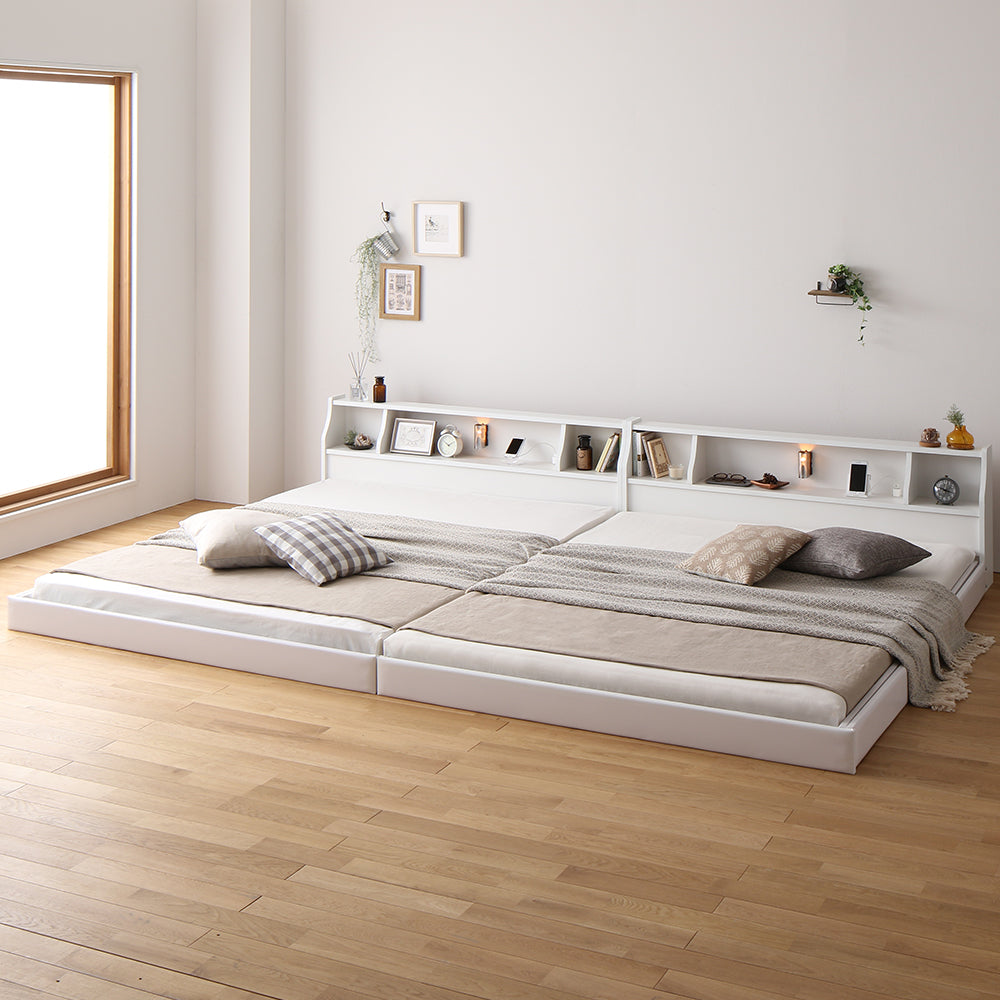 照明 付き フロアベッド ローベッド ホワイト