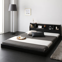 日本製 照明付きフロアベッド ブラック