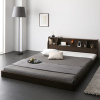 日本製 照明付きフロアベッド ブラウン