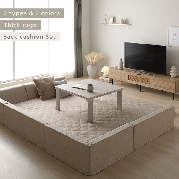 2types & 2colors Thick rugs Back cushion Set