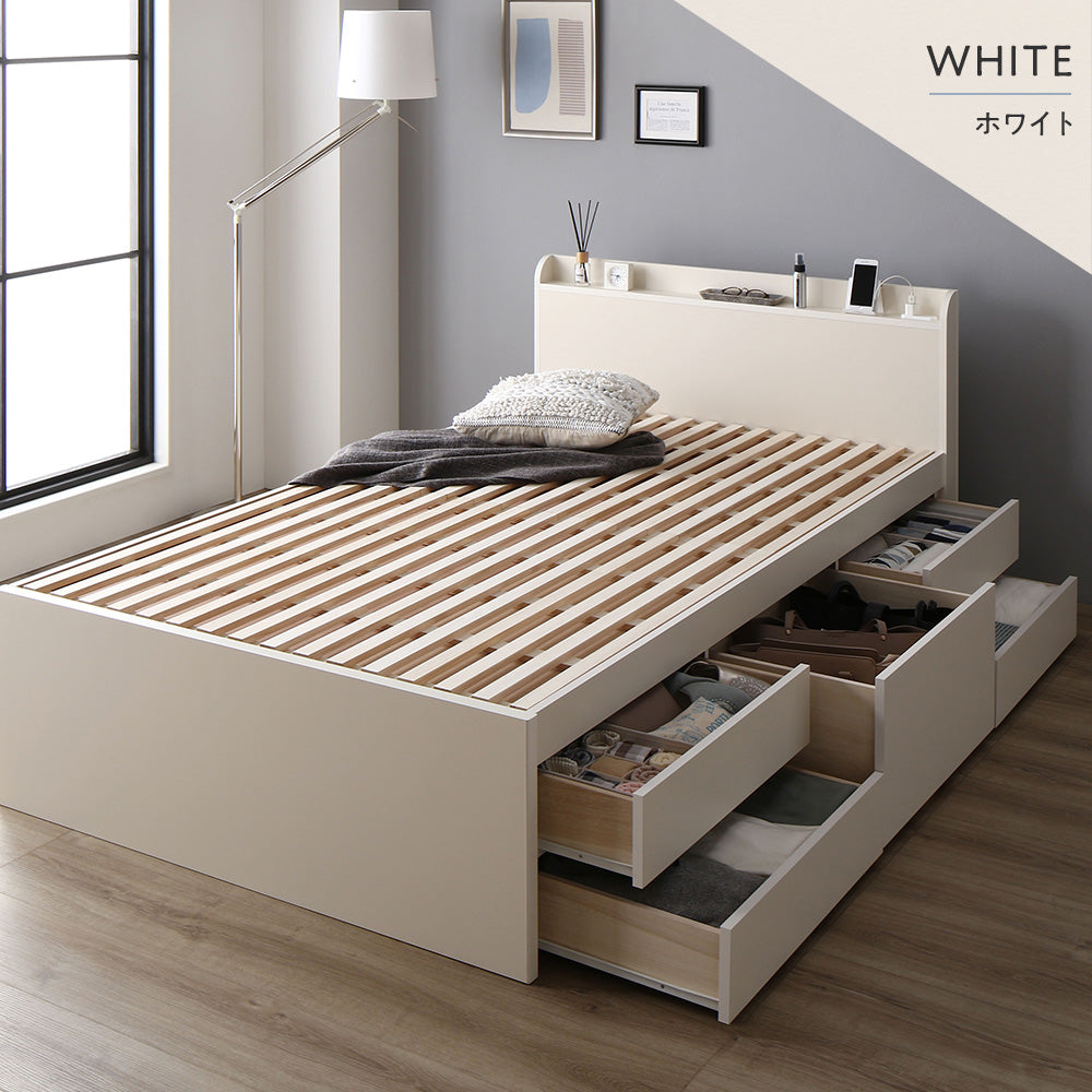 送料無料)宮、照明付きチェストベッド（シングル）フレームのみ