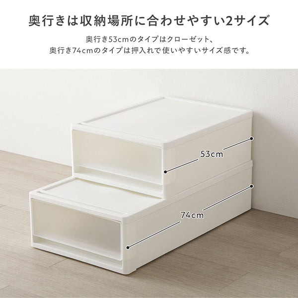 中身が見やすい収納ケース 2個セット 日本製 押入れ用 奥行き74cm