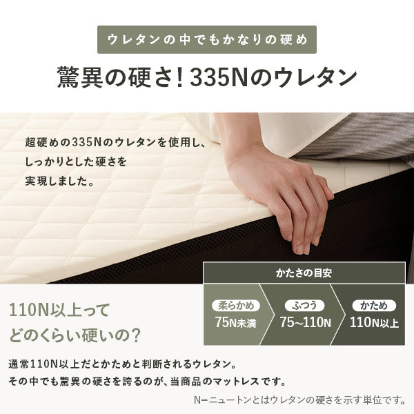 ウレタンの中でもかなりの硬め。超硬めの335Nのウレタンを使用し、しっかりとした硬さを実現しました。