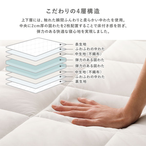 「防ダニ・抗菌防臭 ホコリの出にくい 4層構造のボリューム敷き布団」の人気の理由①