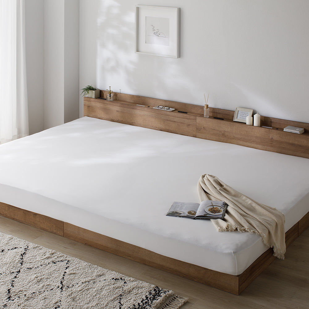 のびのびボックスシーツ 単品 素材(すべすべニット) 『Palmoa パルモア』 ファミリーサイズ ホワイト