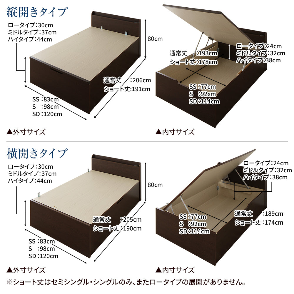 お客様組み立て】日本製 棚付き頑丈ガス圧跳ね上げベッド（縦開き）/開閉タイプ・深さ・色が選べる！まるでクローゼットな大容量収納ベッド –  RASIK（ラシク）家具・インテリア専門店