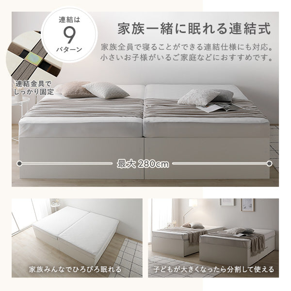 引き出し4杯大容量ベッド Slekt スレクト ホワイト 引き出し4杯大容量ベッド 宮付きタイプ『Slektia スレクティア』/4杯の