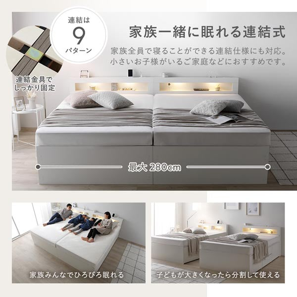 引き出し4杯大容量ベッド LED照明付きタイプ『Slektone スレクトーン
