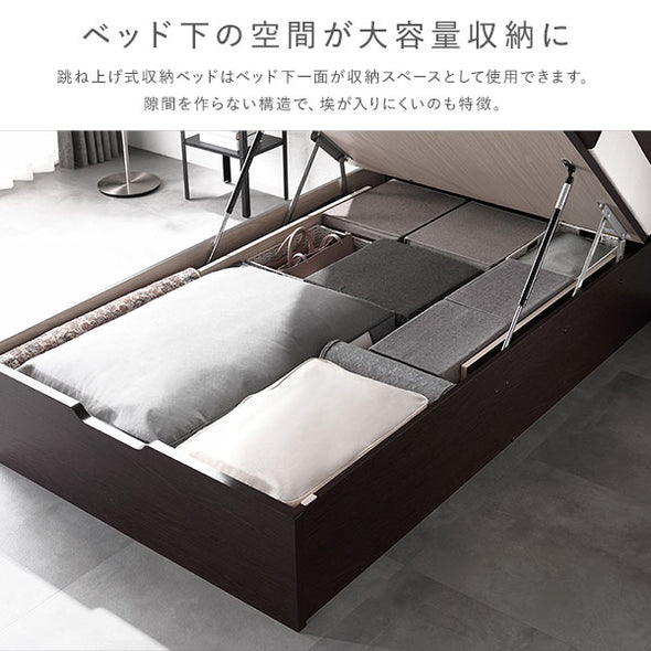 組立設置あり】ガス圧跳ね上げベッド（照明付き・縦開き）/日本製の 
