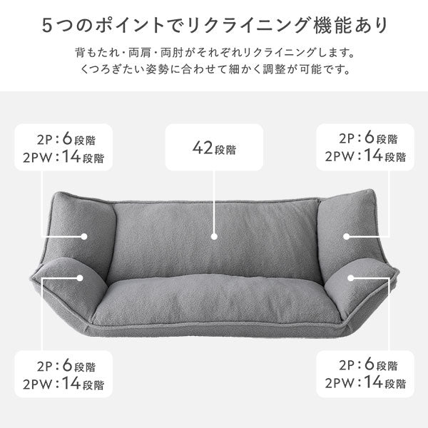 5つのポイントでリクライニング機能あり