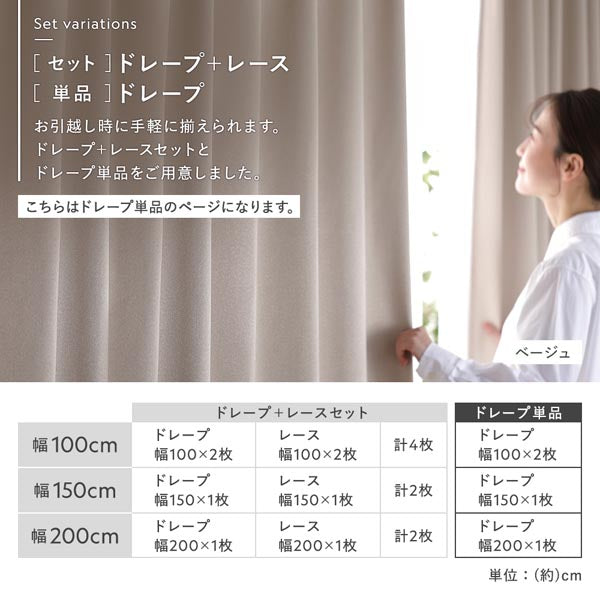 セットバリエーション（ドレープ + レースセットとドレープ単品をご用意しました。）