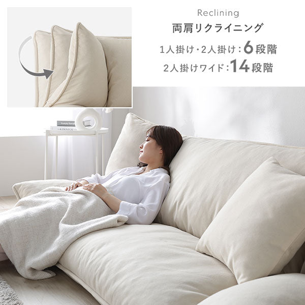 両肩リクライニング 1人掛け・2人掛け：6段階、2人掛けワイド：14段階