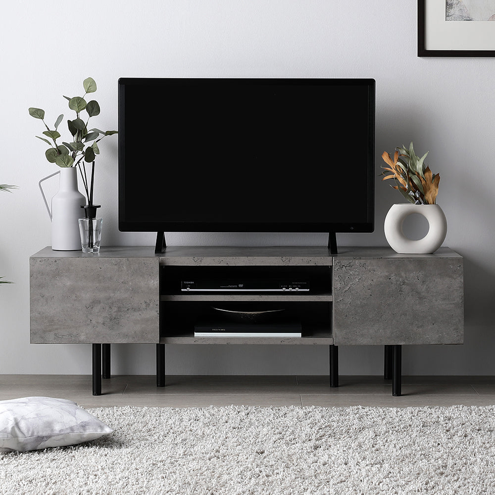 テレビボード 『Stova ストーヴァ』 幅120cm ストーングレー 異素材MIX ワイド テレビボード 『Stova ストーヴァ』/ 大型テレビにも