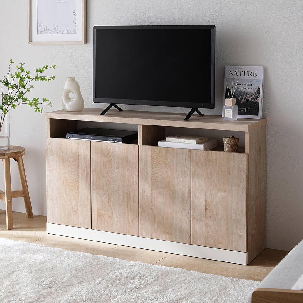 【国産】完成品 薄型サイドボード キャビネット ハイタイプテレビ台 幅120cm ナチュラル