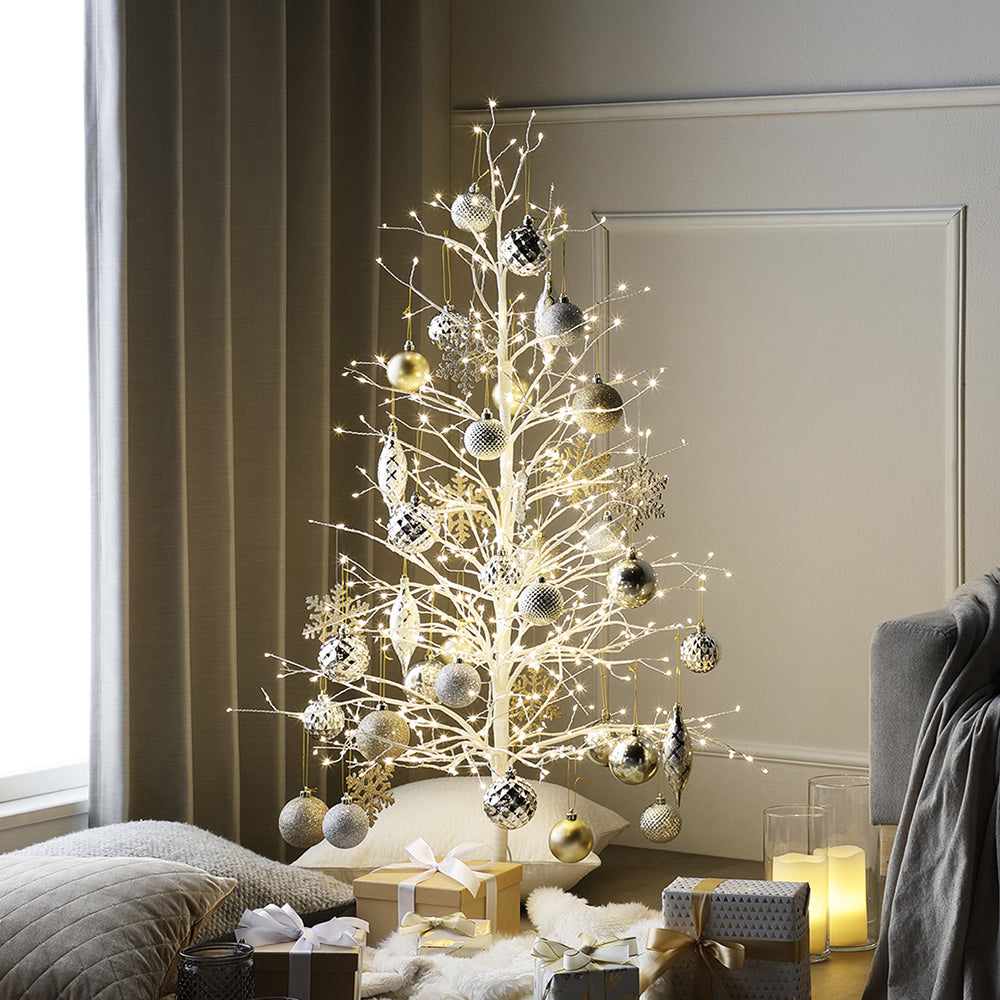【クリスマス】 ノーブルブランチツリー+オーナメントセット 高さ約120cm ゴールド×シルバー