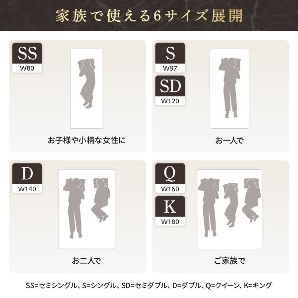 家族で使える6サイズ展開