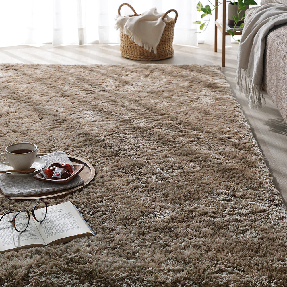 洗えるふんわり濃密シャギーラグ 『Suufa スーファ』 約130×190cm セピアベージュ