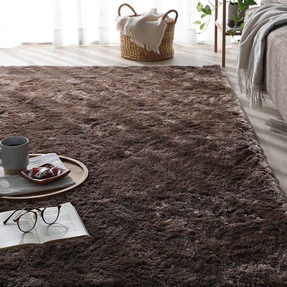 洗えるふんわり濃密シャギーラグ 『Suufa スーファ』 約130×190cm チャコールモカ