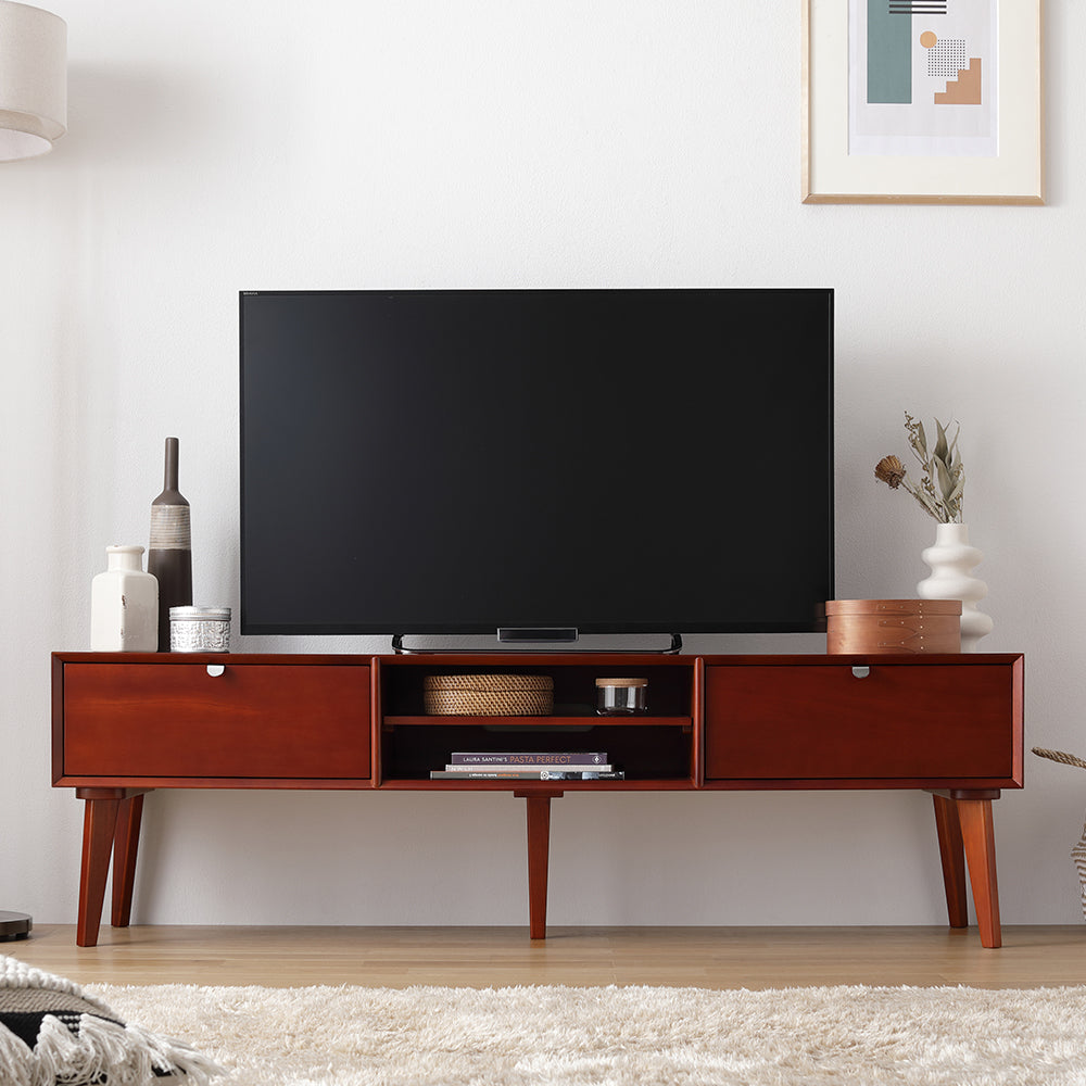北欧ヴィンテージ調デザイン 天然木 テレビボード/独特な木目の 