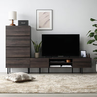 異素材MIX テレビボード(150cm幅) + チェスト(ワイド4段) セット 『Stova ストーヴァ』 ブラウン