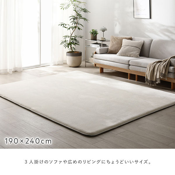 190×240cm：3人掛けのソファや広めのリビングにちょうどいいサイズ。