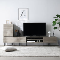 異素材MIX テレビボード(180cm幅) + チェスト(スリム3段) セット 『Stova ストーヴァ』 グレージュ