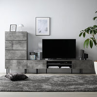 異素材MIX テレビボード(180cm幅) + チェスト(ワイド4段) セット 『Stova ストーヴァ』 ストーングレー