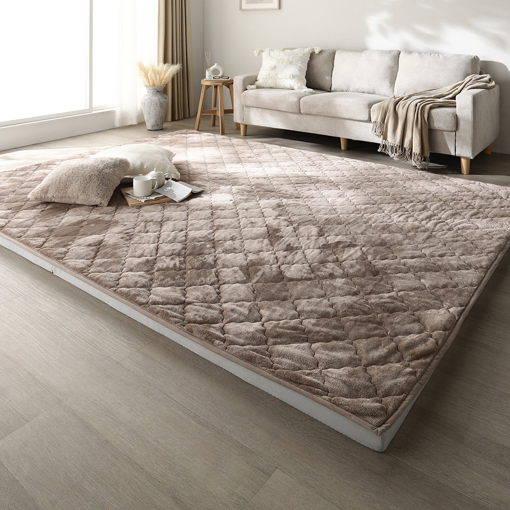 厚さが選べる 極厚 ラグ 『Nolphi ノルフィ』 185×240cm（厚み50mm） フランネル生地 モカブラウン