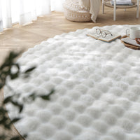 ポコポコ毛布みたいな洗えるラグ 『hoho-roko ホホロコ』 直径約190cm(円形) アイボリー