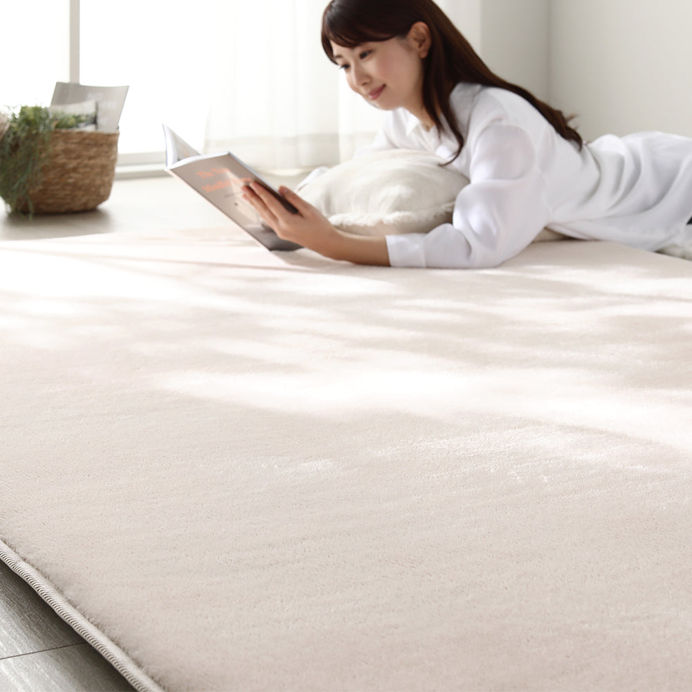 もっちり30mm厚 オールシーズン防音ラグ 『Molla モッラ』 約190×240cm ベージュ