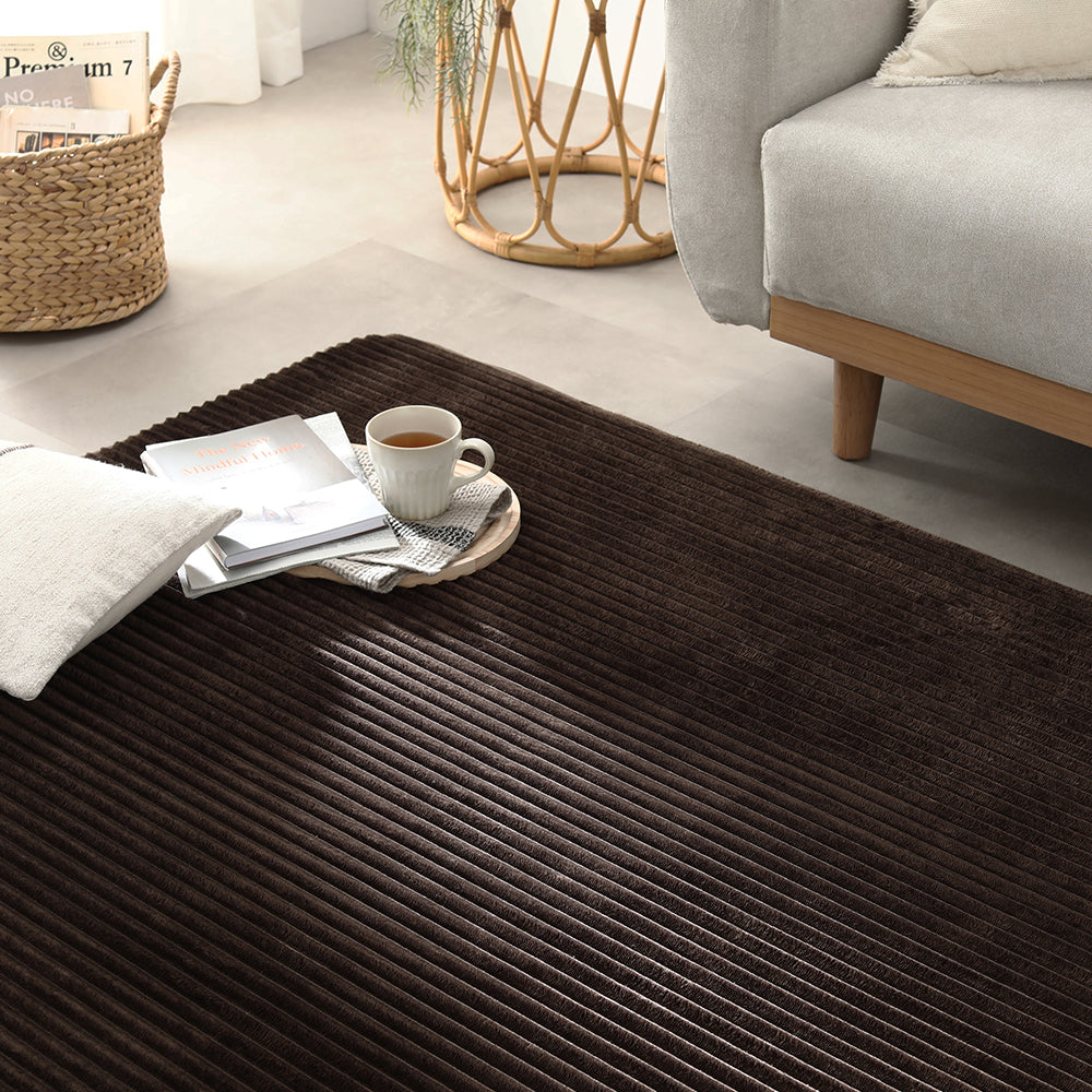 防音コーデュロイラグ 『Luune ルーネ』 約190×240cm ブラウン