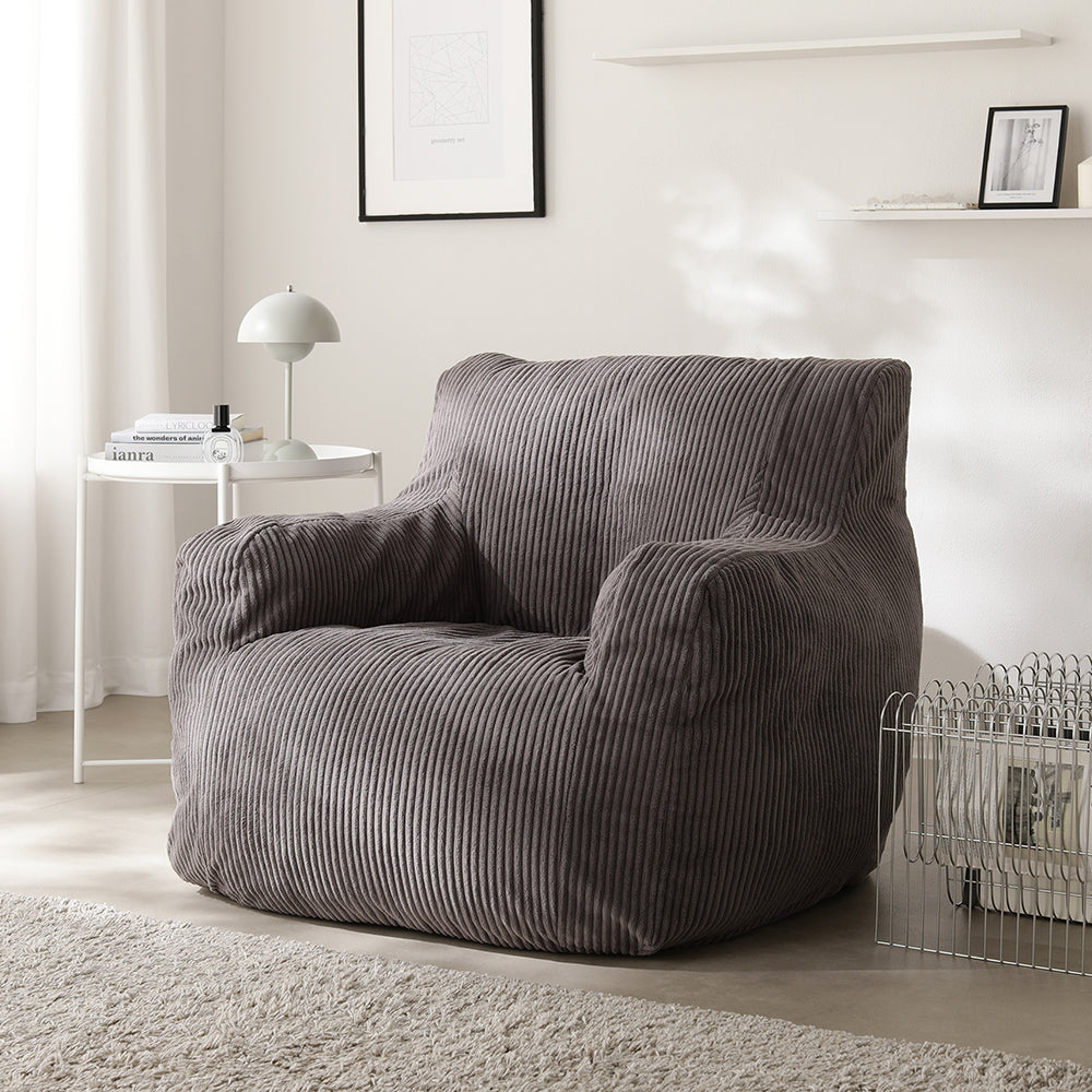 ウレタンクッションソファ 『Cloofy クルーフィ』 1人掛け単品 コーデュロイ生地 チャコールグレー