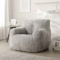 ウレタンクッションソファ 『Cloofy クルーフィ』 1人掛け単品 もこもこファー生地 グレー