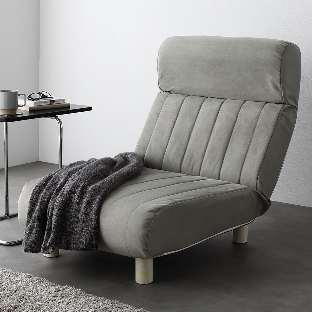 日本製 ハイバックリクライニング ローソファ 1人掛け シルバーグレー