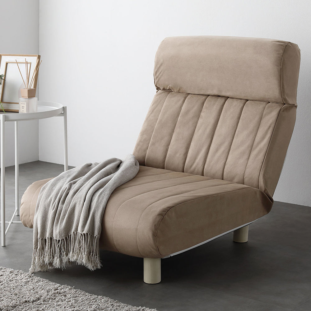 日本製 ハイバックリクライニング ローソファ 1人掛け ベージュ