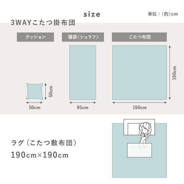 こたつ掛布団・ラグ（こたつ敷布団） サイズ