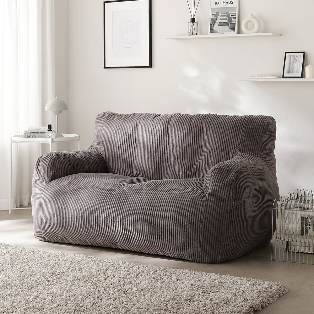 ウレタンクッションソファ 『Cloofy クルーフィ』 2人掛け単品 コーデュロイ生地 チャコールグレー