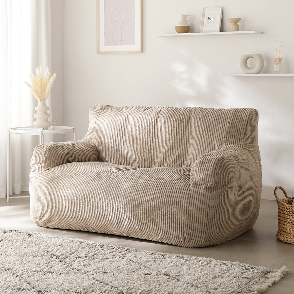 ウレタンクッションソファ 『Cloofy クルーフィ』 2人掛け単品 コーデュロイ生地 ベージュ