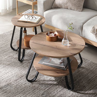 ローテーブル（ラウンドタイプ）『LUTON ルトン』 2点セット（直径40cm+直径56cm） ラスティックナチュラル