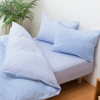 綿100％ 天然シルク成分配合 国産寝具 シーツセットベッド用 サックス×ペールブルー