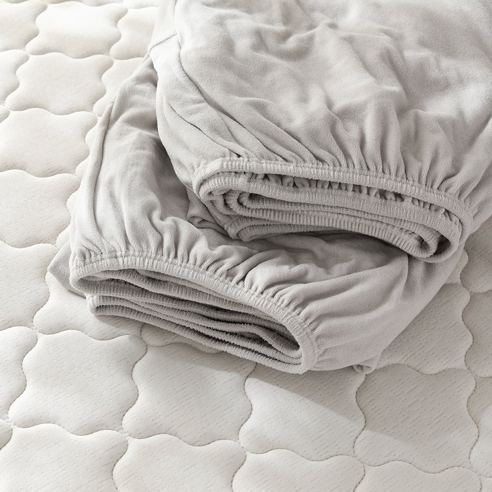 のびのびボックスシーツ 2枚セット 素材(ふっくらタオル) 『Palmoa パルモア』 単身サイズ ライトグレー