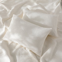 イブル風 洗えるグリッドキルト 『waffulto ワッフルト』 枕カバー2枚セット アイボリー