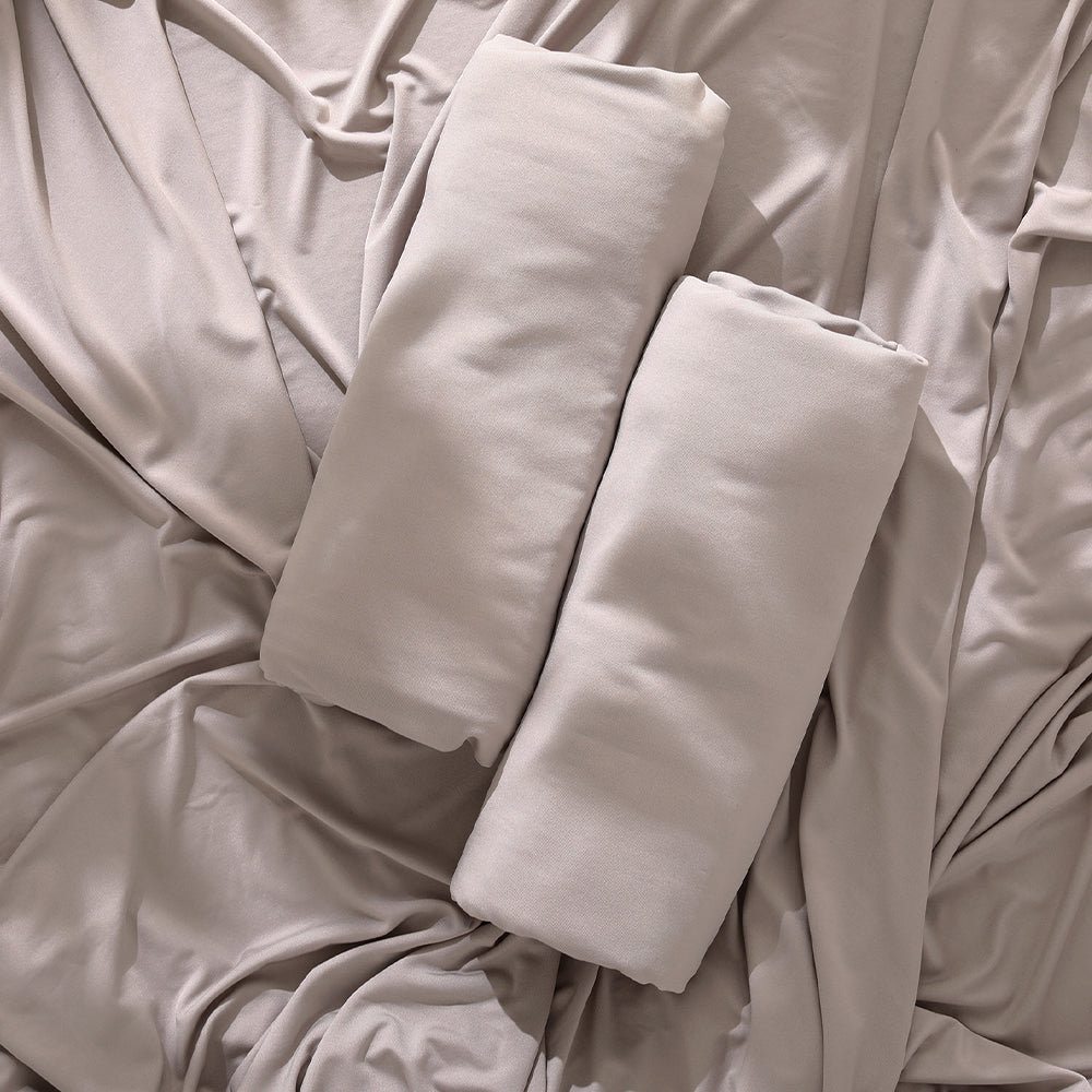 のびのび枕カバー 2枚セット 素材(すべすべニット) 『Palmoa パルモア』 モカグレージュ