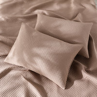 イブル風 洗えるグリッドキルト 『waffulto ワッフルト』 枕カバー2枚セット モカ