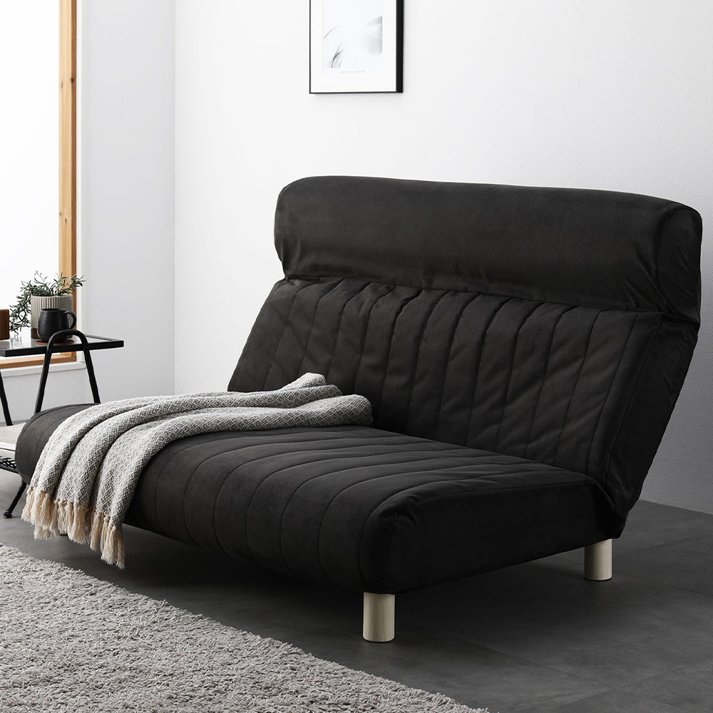 日本製 ハイバックリクライニング ローソファ 2人掛け チャコールグレー