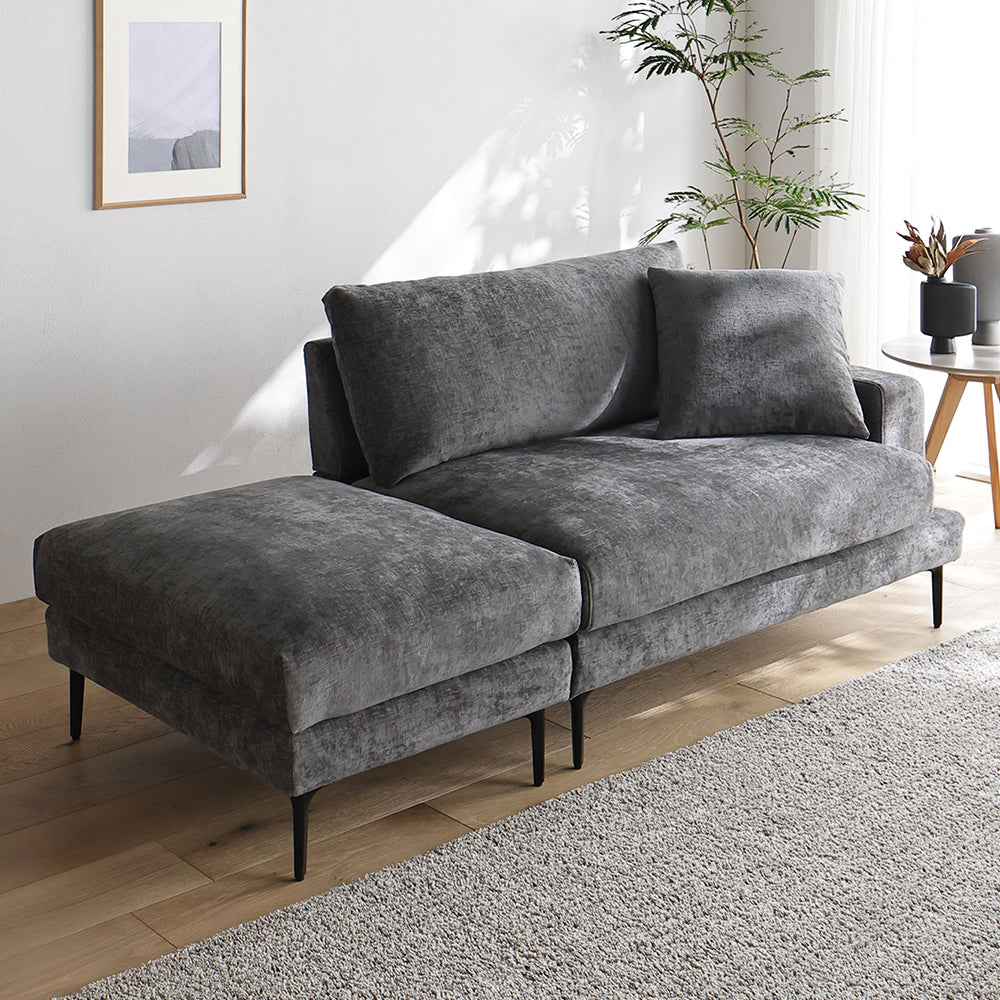 デザインソファ 『Wistiq ウィスティック』 2人掛けソファ(左アーム)+オットマン チャコールブラウン